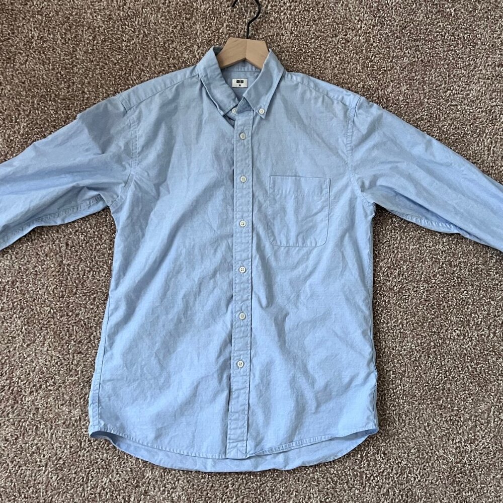 Used Uniqlo Mens Extra Fine Cotton Broadcloth Shirt - XS Light Blue